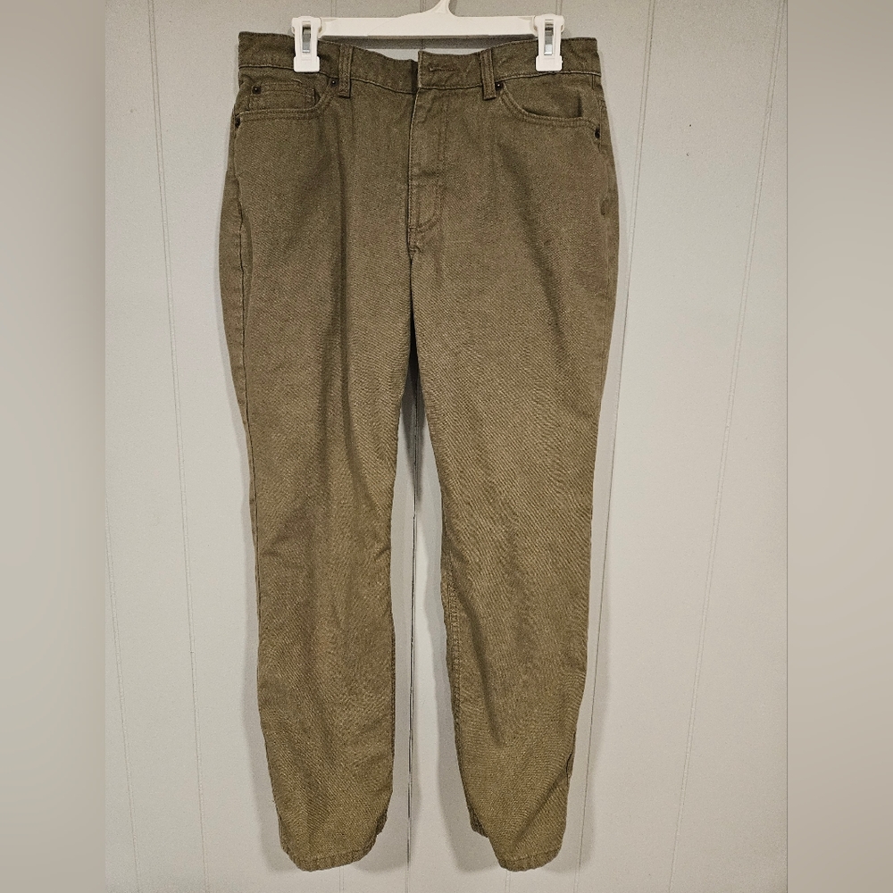 Bit & Bridle - Flannel Lined Straight Leg Olive Green Pants 33x29-1/2 Size 12